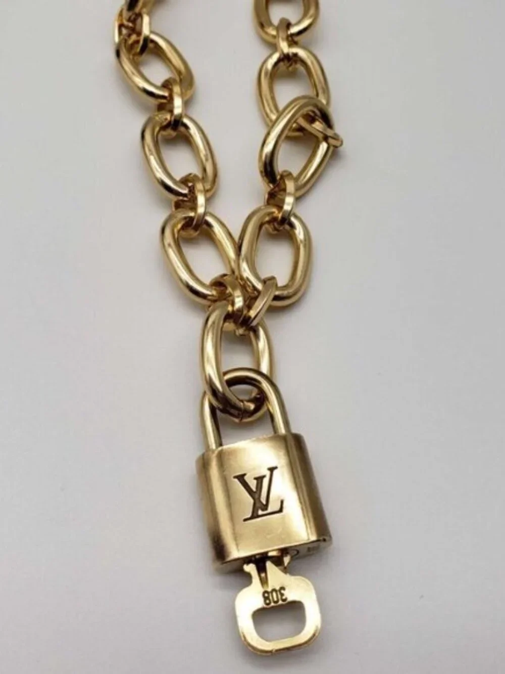 Gold-Plated Necklace with Authentic Louis Vuitton Padlock